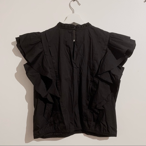 ✨HOST PICK✨💕DYNAMITE Frill Poplin Black Top NWT - Picture 12 of 16